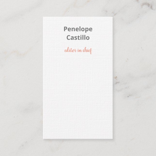 Professional Modern Stylish Calligraphy Linen Business Card (Front)