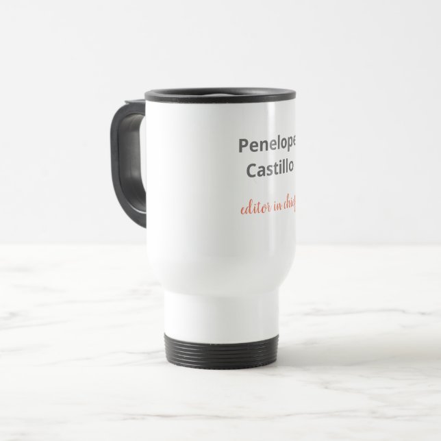 Professional Modern Stylish Calligraphy Travel Mug (Front Left)