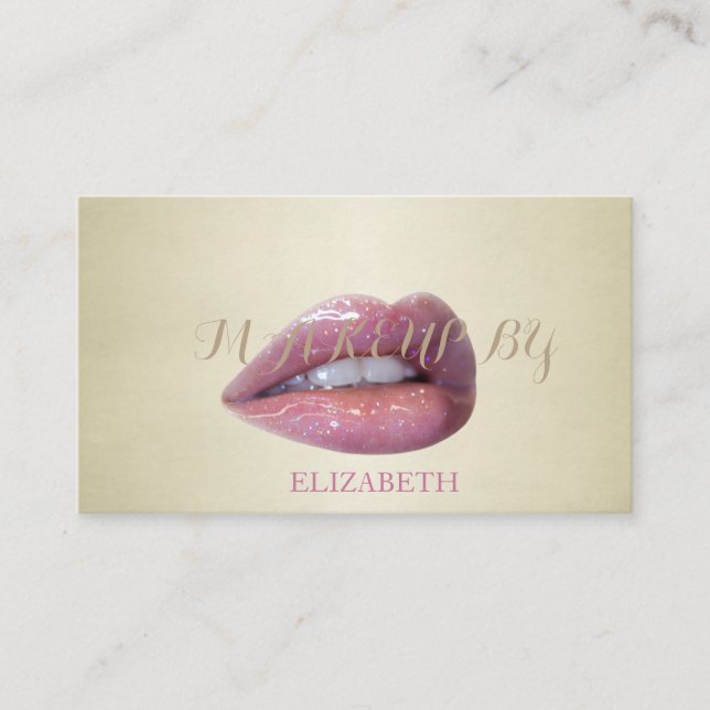 Professional Modern Stylish Glittery-Lips Business Card (Front)