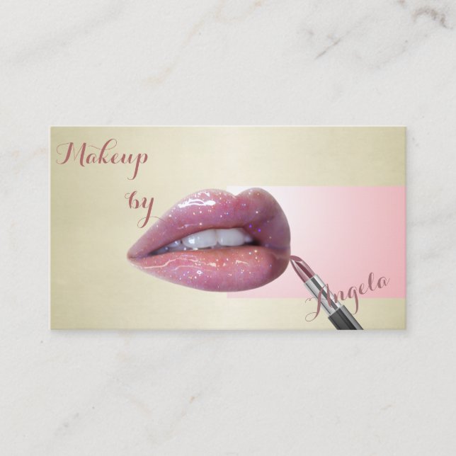 Professional Modern Stylish Glittery-Lips Business Card (Front)