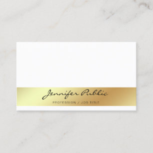 Professional Modern Stylish White Gold Chic Simple Business Card