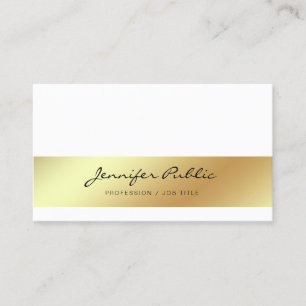 Professional Modern Stylish White Gold Chic Simple Business Card
