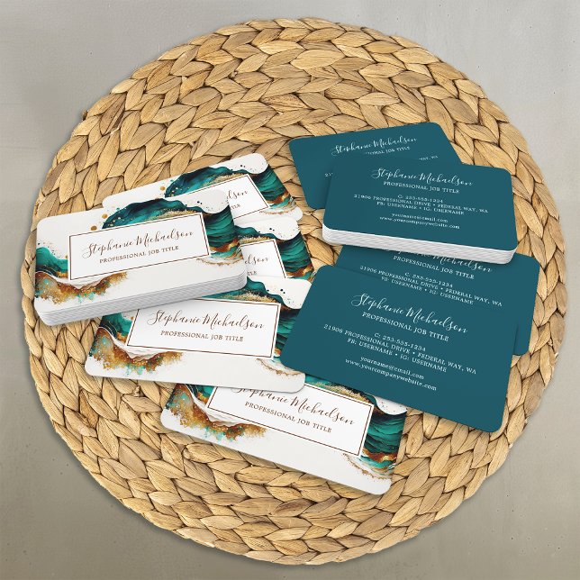 Professional Modern Teal Gold Abstract Business Card (Professional Modern Teal Gold Abstract Business Card)