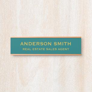 Professional Modern Teal Gold Office Name Title Door Sign