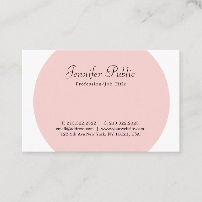 Professional Modern Template Elegant Blush Pink Business Card (Front)