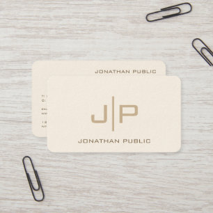 Professional Modern Template Monogram Luxury Cream Business Card