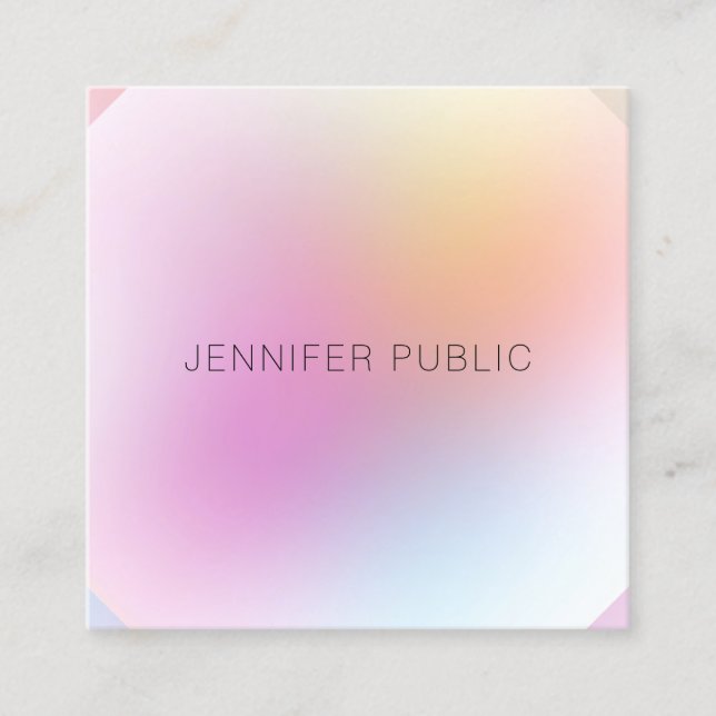 Professional Modern Trendy Elegant Colourful Desig Square Business Card (Front)