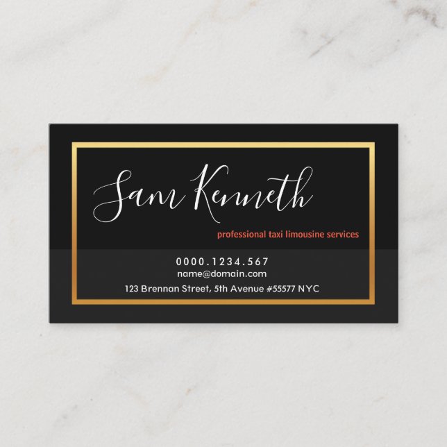 Professional Modern Two Colour Tone Taxi Chauffeur Business Card (Front)