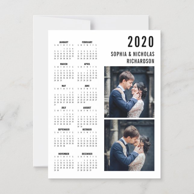 Professional Modern Two Photo 2020 Calendar Magnet (Front)