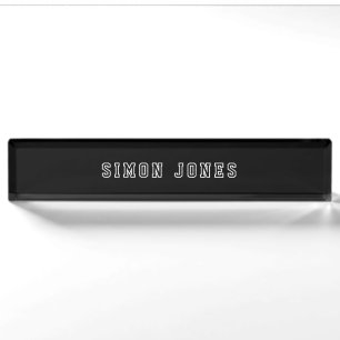 Professional Modern Vintage Retro Black Nameplate