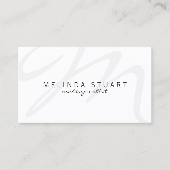Professional Modern White Monogram Business Card (Front)