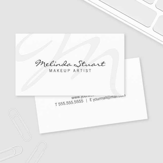 Professional Modern White Monogram Business Card (Creator Uploaded)