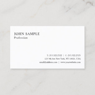 Professional Modern White Simple Elegant Plain Business Card