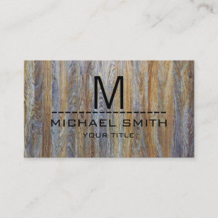 Professional Modern Wood Grain Monogram #7 Business Card