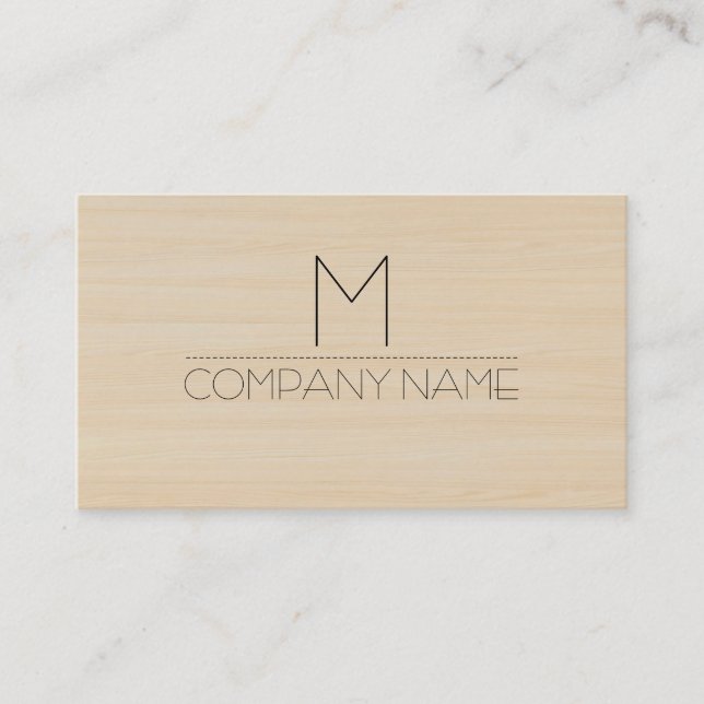 Professional Modern Wood Grain Monogram Business Card (Front)
