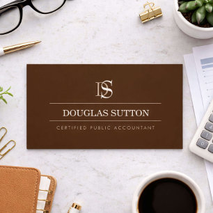 Professional Monogram Accountant CPA Brown Business Card