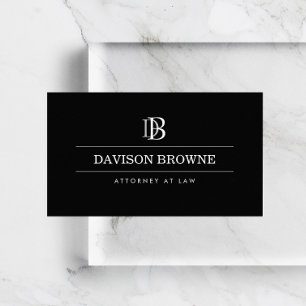 Professional Monogram Attorney, Lawyer Black Business Card