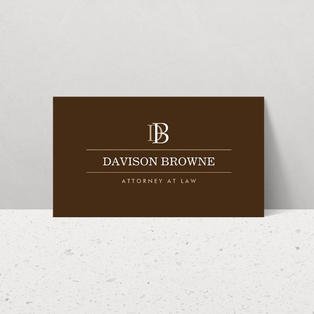 Professional Monogram Attorney, Lawyer Brown Business Card (Creator Uploaded)