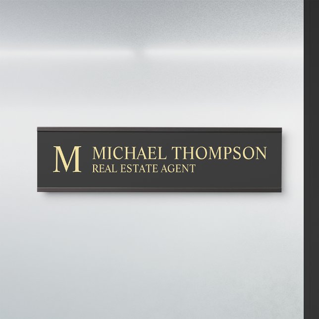 Professional Monogram Black and Gold Door Sign (Creator Uploaded)