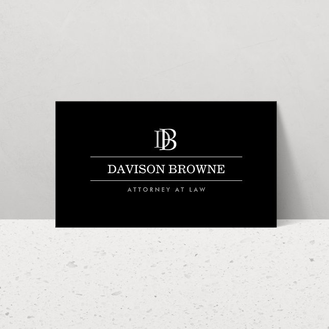 Professional Monogram Black Business Card (Creator Uploaded)