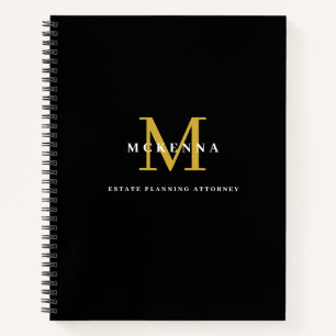 Professional Monogram Black Gold Company Logo Notebook