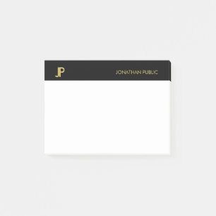Professional Monogram Black Gold White Modern Post-it Notes