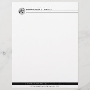 Professional Monogram Black Gray Custom Letterhead