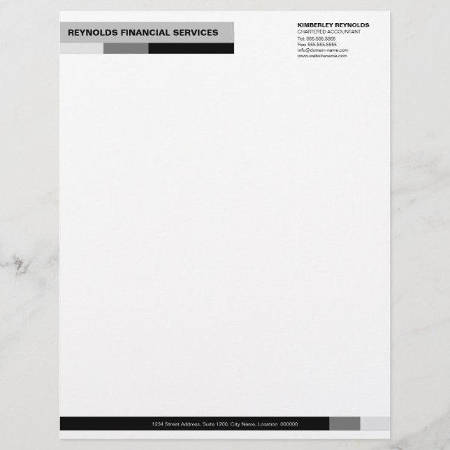 Professional Monogram Black Grey Business Letterhe Custom Letterhead (Front)