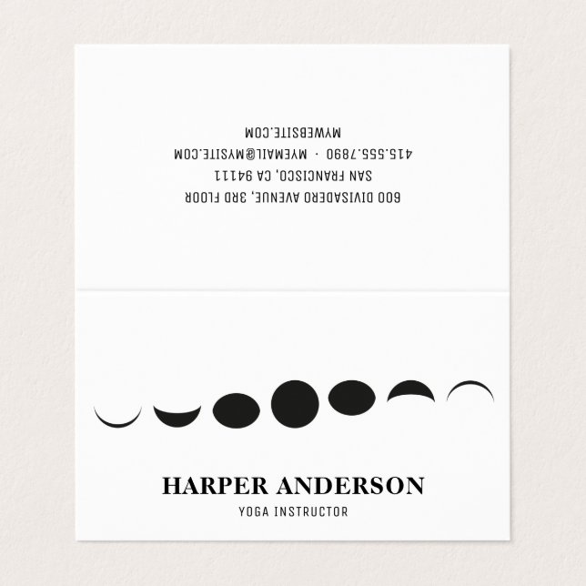 Professional Monogram Black Moon Logo Business Card (Outside Unfolded)
