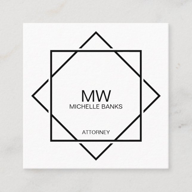 Professional Monogram Black & White Business Card (Front)