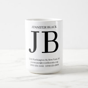 Professional Monogram Black White Coffee Mug