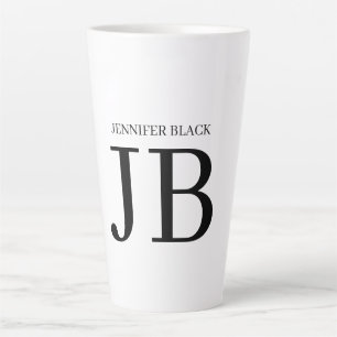 Professional Monogram Black White Latte Mug