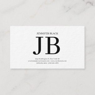 Professional Monogram Black White Luxury Thick Business Card