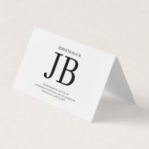 Professional Monogram Black White Luxury Thick Business Card