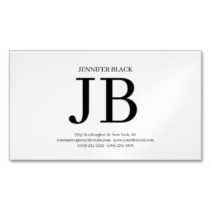 Professional Monogram Black White Luxury Thick Magnetic Business Card