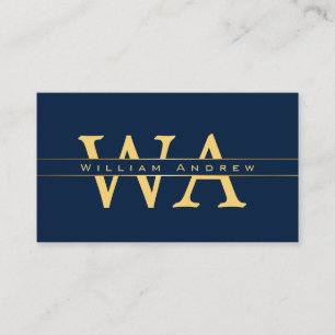 Professional Monogram Blue Gold Business Card