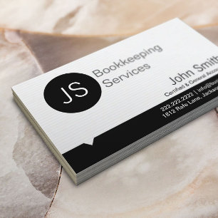 Professional Monogram Bookkeeping Accounting Business Card