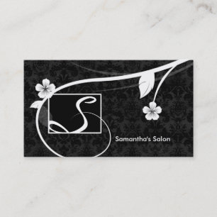 Professional Monogram Business Card Floral Black