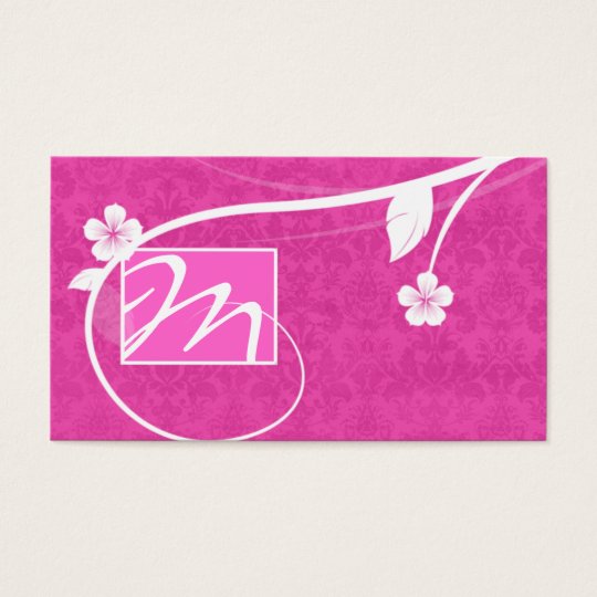 Professional Monogram Business Card Floral Pink