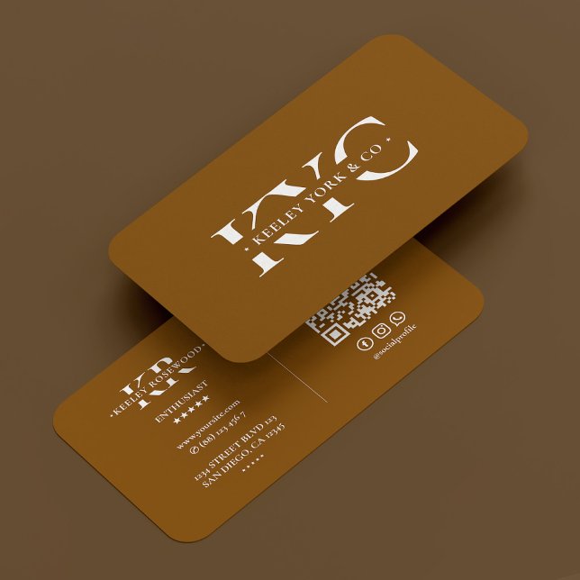Professional Monogram Chocolate Brown Modern Business Card (Creator Uploaded)