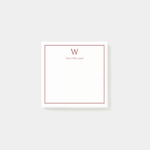 Professional Monogram Classic Red Border Post-it Notes