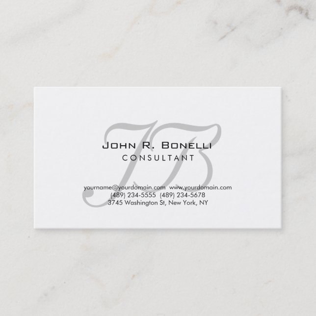 Professional Monogram Consultant Business Card (Front)