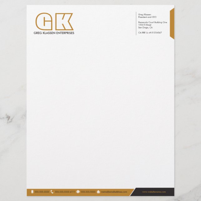 Professional Monogram Custom Letterhead (Front)