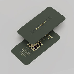 Professional Monogram Dark Green Gold Modern  Business Card