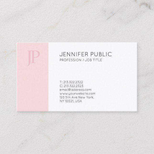 Professional Monogram Design Stylish Clean Plain Business Card (Front)