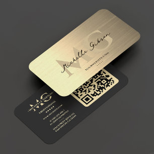 Professional Monogram Elegant Black Gold Modern  Business Card