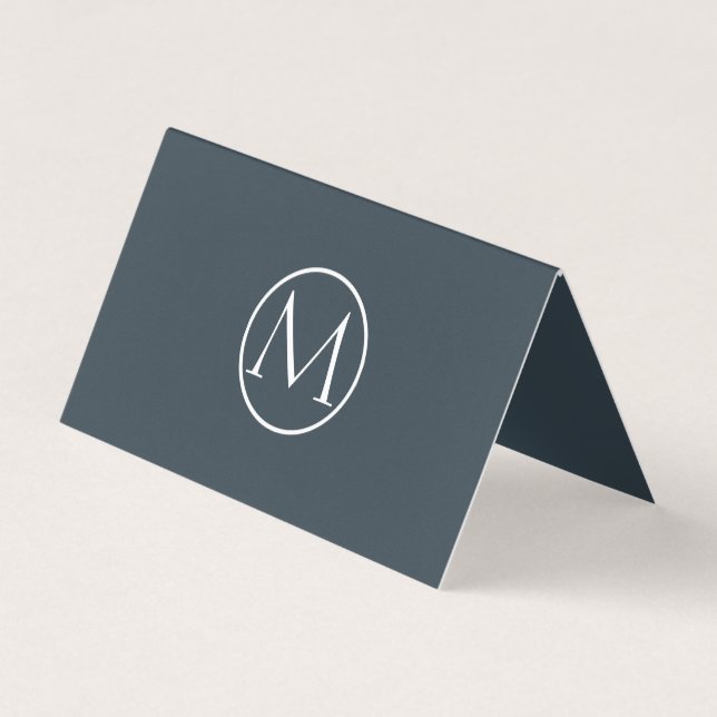 Professional Monogram Elegant Charcoal Business Card (Front)