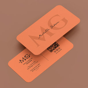 Professional Monogram Elegant Coral Initials Business Card