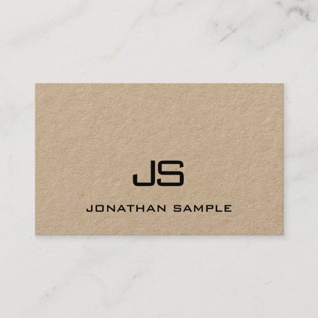 Professional Monogram Elegant Kraft Paper Template Business Card (Front)