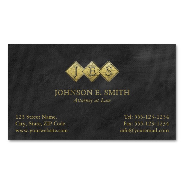 Professional Monogram Elegant Lawyer Attorney Magnetic Business Card (Front)